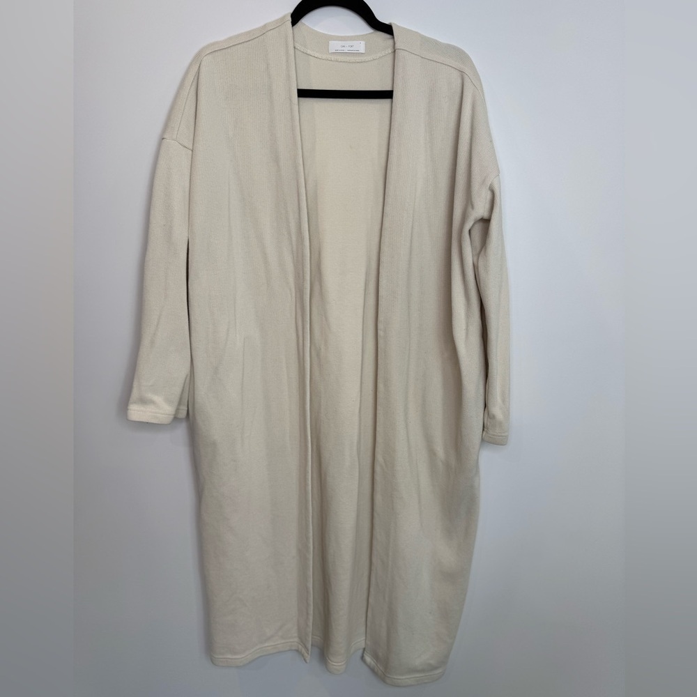 OAK + FORT Beige Knit long cardigan size small